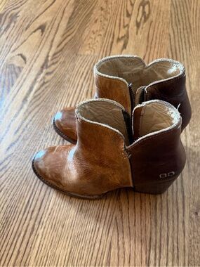 Bed Stu Two-Tone Brown Leather Ankle Booties